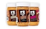 PB Crave Natural Peanut Butter, Variety Pack, 1 Choco Choco, 1 Cookie Nookie, 1 Razzle Dazzle, 16oz Jars, (3 Jars Total)