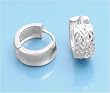 Sterling Silver CZ Huggie Earrings - Diamond Cut, Size: 13mm x 3mm