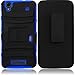 STACO® Extreme Rugged Impact Black Armor Hybrid Hard Case Heavy Duty Cover Belt Clip Holster for ZTE Boost MAX N9250 + STACO® Stylus Pen (Black/Blue)