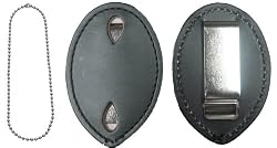 Clip on Leather Badge Holder With Chain - BADGE NOT INCLUDED