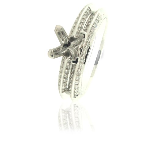 0.33cttw Natural White Round Diamond (VS-Clarity,F-G Color) Bridal Set (Engagement Ring with Matching band) micro set in 14K White Gold.size 7
