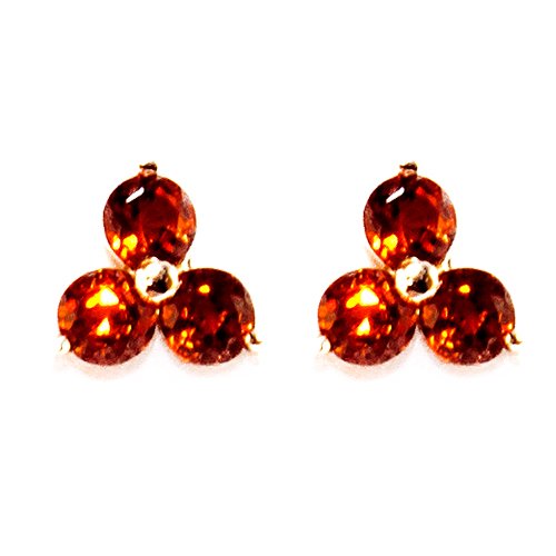 14k Yellow Gold Spessarite 3 stone Earrings