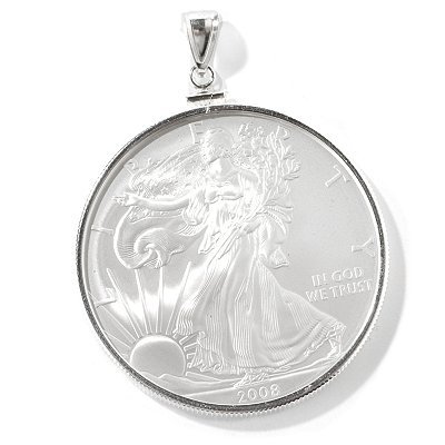 Sterling Silver 2008 1oz W Silver American Eagle Dollar Pendant