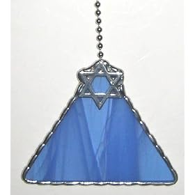Jewish Design Ceiling Fan Pull Chain - Blue Stained Glass - Jewish Design