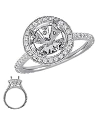 14K White Gold 0.84cttw Round Diamond Semi Mount Engagement Ring