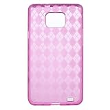 HOT PINK TPU Gel Argyle Skin Cover Case for Samsung Galaxy S2 i9100