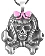 Pink Skull & Crossbones Girl Pewter Pendant Necklace