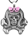 Pink Skull & Crossbones Girl Pewter Pendant Necklace
