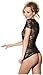 Women's T-Shirt Stretch Lace (Black;Medium)