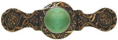 Notting Hill NHP-624-G-GA - Notting Hill Jewels and Tuscan Bounty Collection 3-7/8" x 1-1/4" Victorian Jewel Green Aventurine Pull - 24K Gold Plate