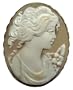 Cameo Pin Pendant Primavera, Master Carved Sardonyx Shell Sterling Silver 18K Gold Overlay Italian