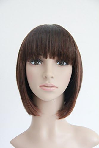 Short Straight Bob Sexy Stylish Heat Resistant Sythetic Hair Wig Black Blend Brown