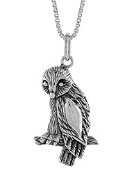 Sterling Silver Owl Pendant, 1 inch