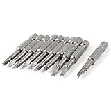 uxcell 　三角スクリュードライバー 　三角ネジ用　6.35mmのシャンクサイズ　メタル製　グレー　10本入り