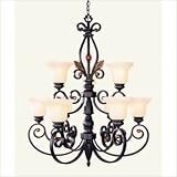 IMAGE OF Tuscany Nine Light Chandelier in Copper Bronze with Aged Gold Leaves