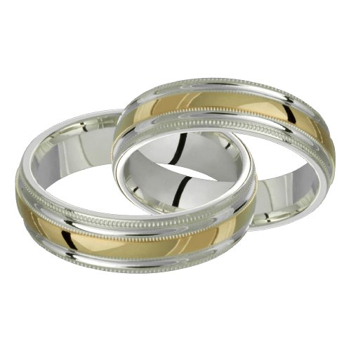 Classique – Stunning Two Tone Comfort Fit Wedding Band for Him & Her! Custom Made! Choose your Size.