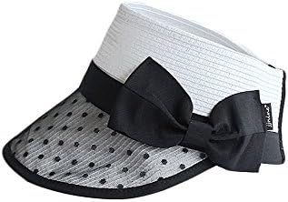 JJNINE Women's Dot Ribbon Sun Cap One Size White