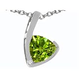 1.51 cttw Genuine Peridot Pendant - 14kt White or Yellow Gold LIFETIME WARRANTY