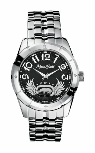 marc ecko logo. Marc Ecko Men#39;s E85042G1 Silver Stainless Steel Rhino Logo Round Watch