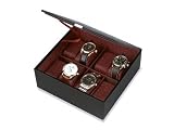 Black leather 8 section watch storage box by Wolf Designs