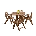 Poly-Wood Nautical Square Dining Tables and Low-Back Chairs Collection - Teak