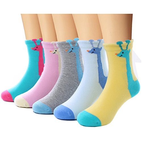 Bobo 5 Pack kids Girls Fashion Cotton and Soft Cute Breathable Socks