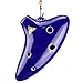 L'MS 6 Hole Ceramic Strawfire Mini Ocarina with Free Tutorial Songbook (Blue)
