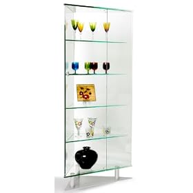 Chintaly All Glass Corner Curio with Silver Stand - 6650