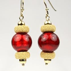 Murano Glass Earrings Jewelry - Helen Red