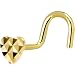 Solid 14KT Yellow Gold Flat Textured Heart Nose Screw Ring