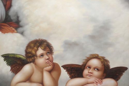 Cheap Famous Pattern Oil Painting On Canvas Wall 100% Hand-Painted Unframed,Raphael - Madonna Sixtina (2 cherubs detail),Size: 36X24 inch canvas
