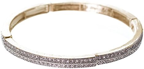 Clear Rhinestone Stretch Bracelet Silvertone