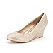 DREAM PAIRS WEDGY Women's Elegant Almond Toe Mid Heel Wedge Pumps Slip On Shoes