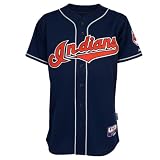 MLB Men's Cleveland Indians Six Button Cool Base Authentic Alternate Jersey (Navy, 40/Medium)