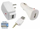  : 3-in-1 Charging Kit "1000mA" for 2 Gen Apple iPod Shuffle, Includes USB adapter, USB Wall Charger, USB Car Charger + DBROTH Microfiber Cleaning Cloth