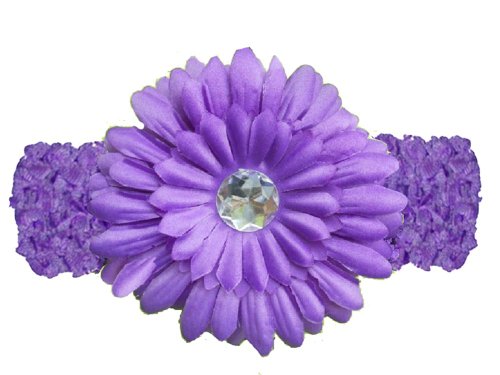 Purple Jewel Gerbera Daisy Flower Purple Crochet Headband Gerber - girls child baby toddler apparel head hairB005648DYU