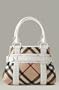 Burberry Studded Check Shopper Handbag - White