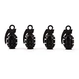 HDE® Black Grenade Shaped Aluminum Tire Valve Caps - Set of 4