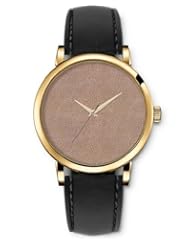 SPRAWL Aanalog Fashion Series Gold Ladies Watches of Genuine Black Leather Strap,Unique Wrist Watch for Women Girls Designed with World points