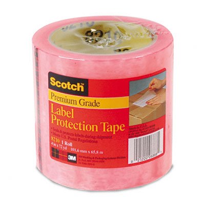 3M 8210-4 Labelgard Shipping Label System, 2.5 Mil Pink Tint Film Tape, 4 x72 Yd. Roll