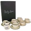 "Bistro de Paris" Set of 6 Cups and Saucers in Gift Box, French Faience