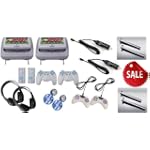 New Pair Gray 9" Car Headrest Dvd Monitors, Wireless Dual Channel Headphones, 32 & 8 Bit Games and Controllers, and inc. 2 Cigarette Power Adapters Free!