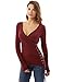 PattyBoutik Women's Long Sleeve V Neck Lace Up Blouse