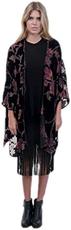 PPLA Night Shade Velvet Kimono (Small, Black)