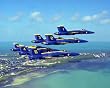 Blue Angels Over Water Matted Print