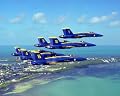 Blue Angels Over Water Matted Print