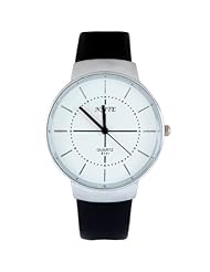 HACBIWA Unisex Mens Womens Black Leatheroid Band Business Casual Wrist Watch