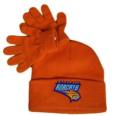 NBA KNIT HAT BEANIE TOQUE GLOVES TWO SET CHARLOTTE BOBCATS TODDLER YOUTH ORANGE