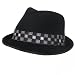 New 100% Wool Polished Felt Check Fedora Trilby Hat Black Large
