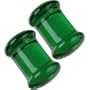 Pair of Glass Double Flared Solid Plugs: 6g Emerald